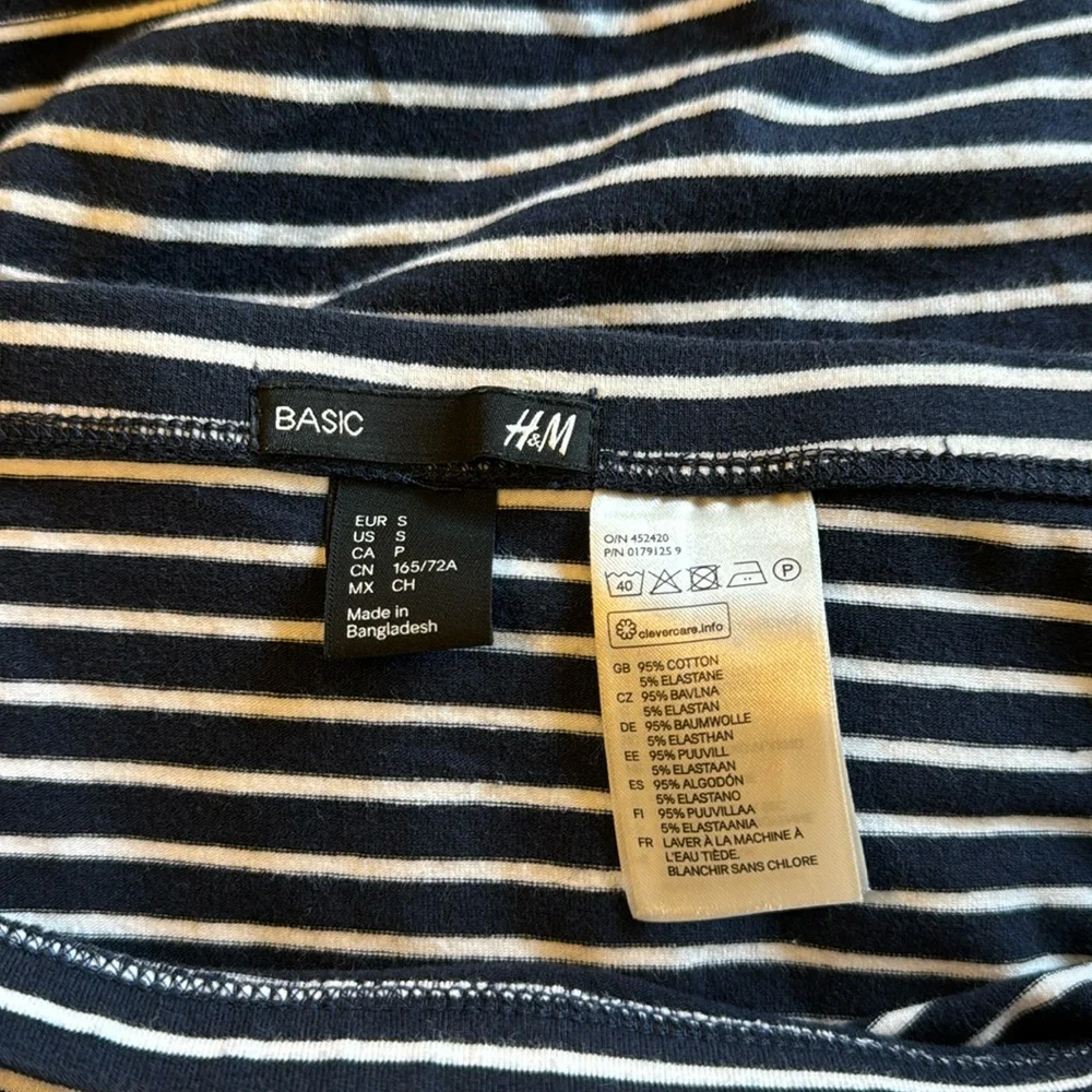 H&M Basic Navy Blue and White Striped Mini Skirt Bodycon S - Picture 2 of 5